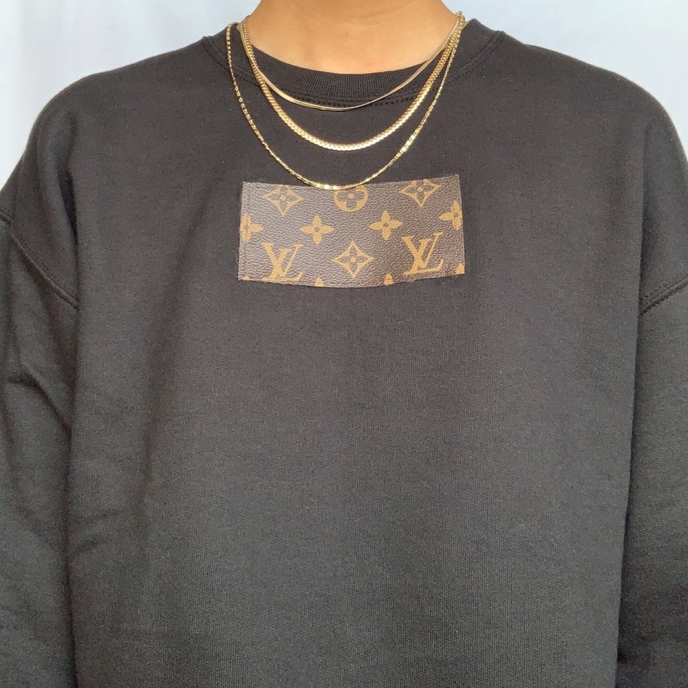 Custom LV leather print crewneck!